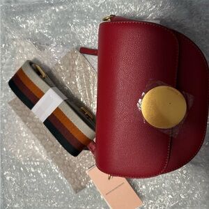 orYANY Red Leather Crossbody Bag with Gold Accent